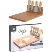 CHEESEPLATE BAMBOO WITH 4 CHEESE KNIVES 300X200X15MM