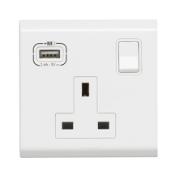 LEGRAND SOCKET WITH USB TYPE A CHARGER - 1 GANG SINGE POLE SWITCHED - 13 A 250 V