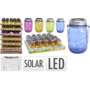 SOLAR GLASS POT WITH HANGER 4 ASSORTED COLORS
