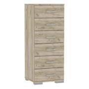 EKOWOOD CHEST OF DRAWERS WITH 6 DRAWERS 45X36X109CM GREY