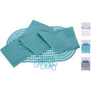 SHOWER CURTAIN WITH BATH MAT SET 3 ASSORTED COLORS