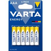 VARTA ENERGY ALKALINE BATTERIES AAA, MICRO, LR03, 1,5V, 6-PACK
