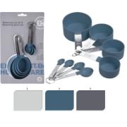 MEASURING CUPS AND SPOONS 3 ASSORTED COLORS