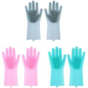 LIFETIME CLEANING SILICONE GLOVES 2PCS 3 ASSORTED COLORS