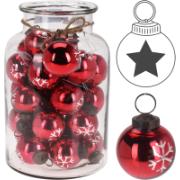 HANGING DECORATION XMAS BALL GLASS 2 ASSORTED DESIGNS 6CM IN JAR RED