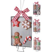 HANGING DECORATION PAN WITH COOKIES 3 ASSORTED DESIGNS