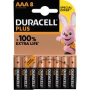 DURACELL PLUS 100% EXTRA LIFE ALKALINE POWER AAA PACK OF 8