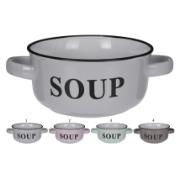 SOUP BOWL WITH HANDLES 4 ASSORTED COLORS