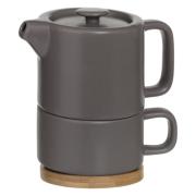 TEAPOT WITH CUP TAUPE NATURAL 400ML