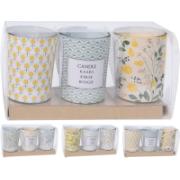 CANDLE IN GLASS JAR SET 3PCS 2 ASSORTED DESIGNS