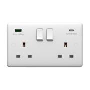 POWERLINK ACCESSORIES 13A SP 2-GANG SWITCHED SOCKET WITH DUAL USB CHARGER TYPE-A & TYPE-C WHITE