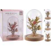 FLOWER IN GLASS DOME 3 ASSORTED DESIGNS
