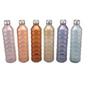 MV GLASS WATER BOTTLE 1L 6 ASSORTED COLORS