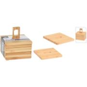 COASTER SET BAMBOO 6PCS IN STAND 9X9XH10CM