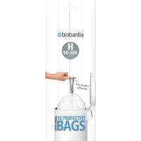 BRABANTIA PERFECTFIT BAGS, CODE H, 50-60 LITRE, 10 BAGS PER ROLL - WHITE