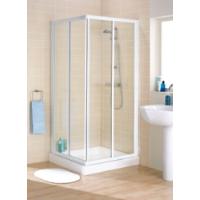 ROMA CORNER SHOWER CUBICLE 70-80X185CM WHITE FRAME/CLEAR GLASS