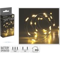 XMAS SILVERWIRE 20LED WARM WHITE BATTERY OPERATED