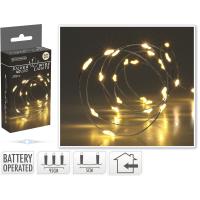 XMAS SILVERWIRE 40 LED WARM WHITE BATTERY OPERATED