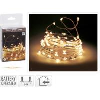 XMAS SILVERWIRE 80 LED WARM WHITE BATTERY OPERATED