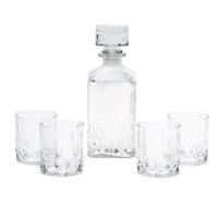 WHISKEY JAR WITH 4 GLASSES