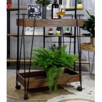 SUPERLIVING STAND WITH 2 TRAYS WOODEN TROLLEY 62.5X32X78CM
