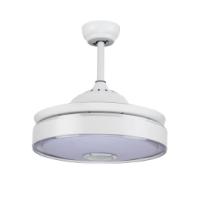 SUNLIGHT 'TYPHOON' CEILING FAN DC MOTOR 4-RETRACTABLE BLADES 42-INCH WHITE LED 36W 3240LM RGB+CCT DIMMABLE REMOTE CONTROL+BLUETOOTH SPEAKER