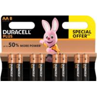 DURACELL PLUS 100% EXTRA LIFE ALKALINE POWER AA PACK OF 8