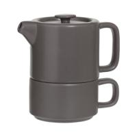 TEAPOT WITH CUP TAUPE NATURAL 400ML