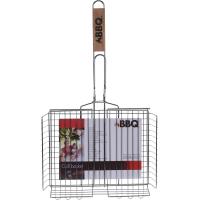 BBQ GRILL BASKET METAL WITH WOODEN HANDLE 260X320X55MM