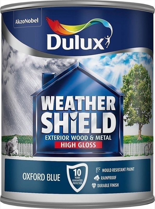 DULUX WEATHERSHIELD OXFORD BLUE GLOSS METAL & WOOD PAINT 750ML