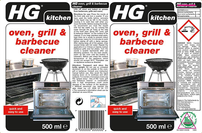 HG OVEN, GRILL & BARBEQUE CLEANER 500ML
