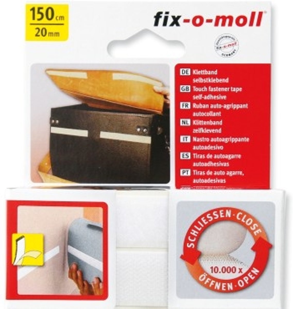 FIX-O-MOLL TOUCH FASTENER TAPE SELF-ADHESIVE 150CMX20MM