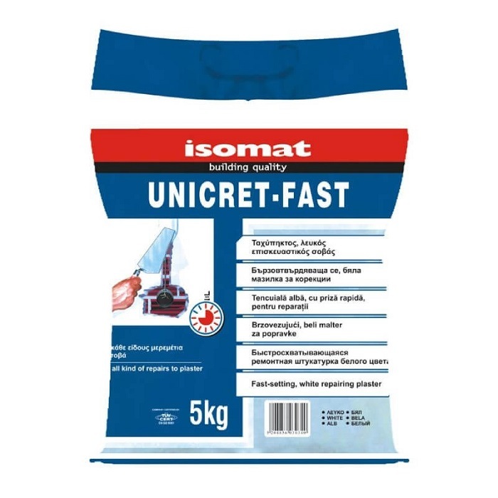 ISOMAT UNICRET FAST FAST SETTING WALL PATCHING MORTAR WHITE 5KG