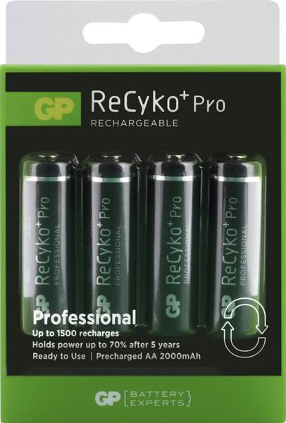 GP BATTERIES RECYKO+ HR06 AA BATTERY (RECHARGEABLE) NIMH 2000 MAH 1.2 V 4 PC(S)