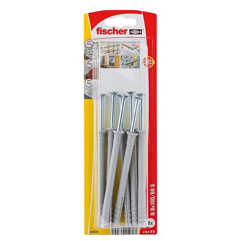 FISCHER COUNTERSUNK HAMMER FIXING (L)100MM (DIA)8MM, PACK OF 8