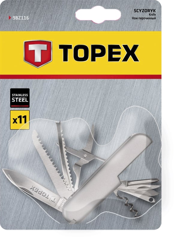 TOPEX POCKET KNIFE S/S 11BLADE