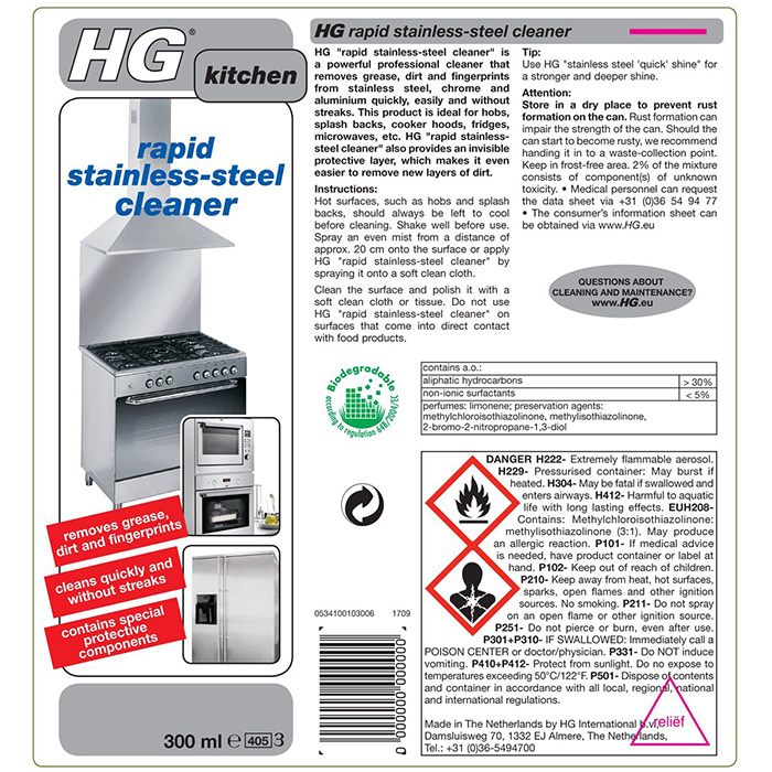 HG RAPID STAINLESS STEEL CLEANER 300ML