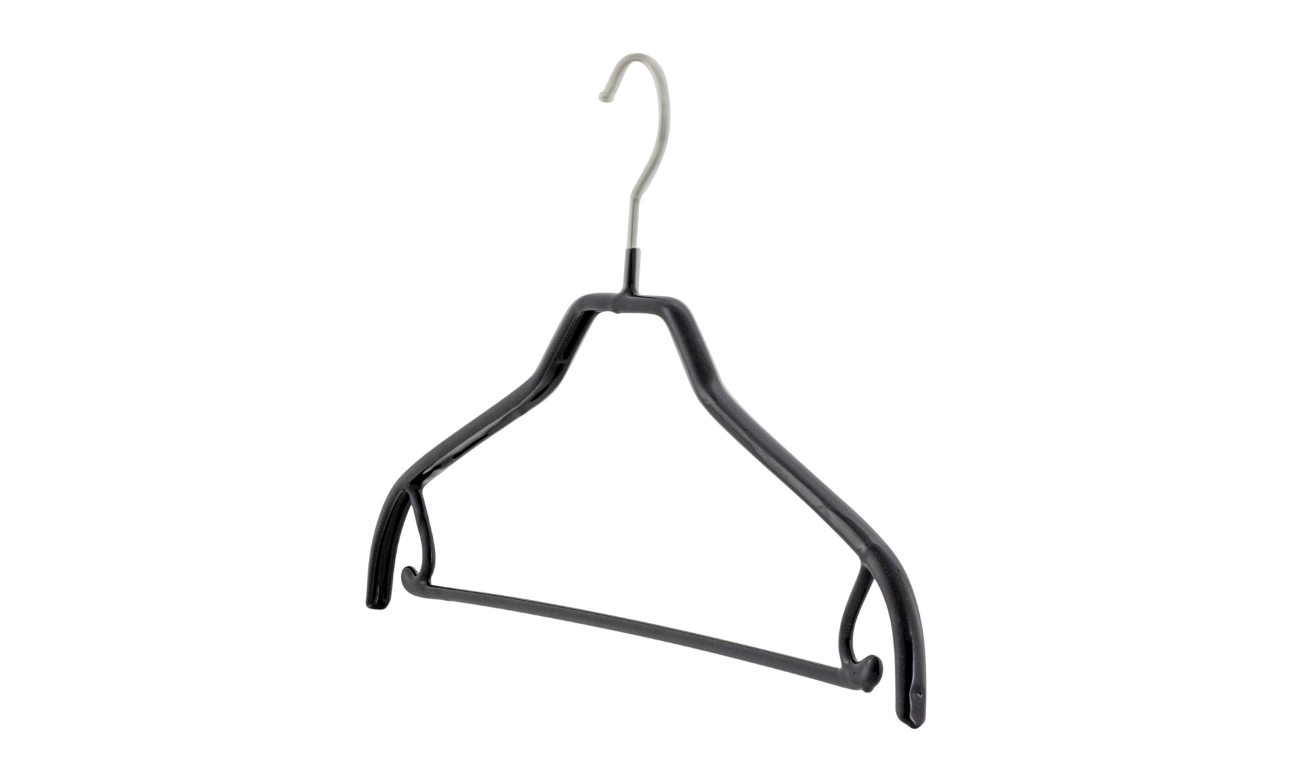 MAWA CLOTHES HANGER SILHOUETTE WITH BAR BLACK 2PCS