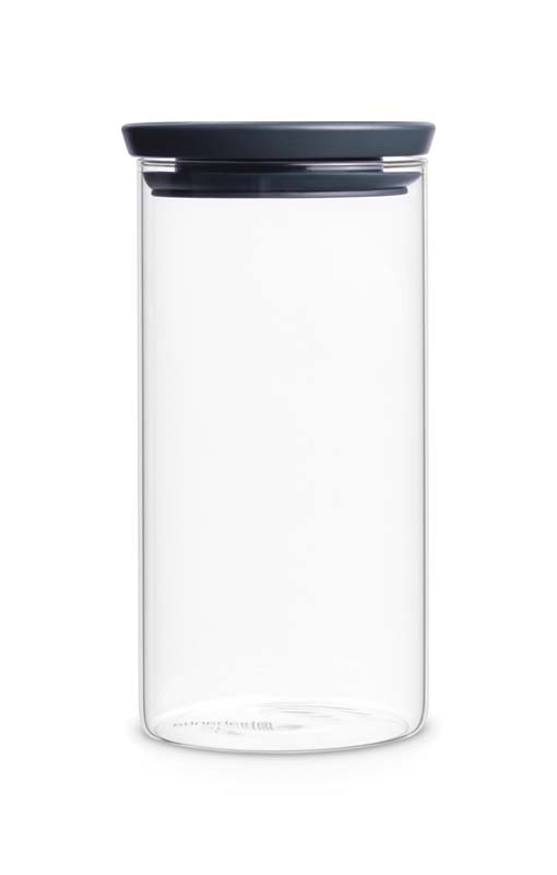 BRABANTIA STACKABLE GLASS JAR, 1.1 LITRE - DARK GREY