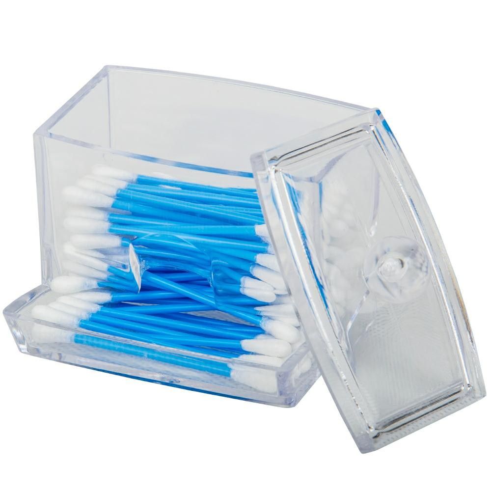 EARSWABS BOX CLEAR PS WITH LID