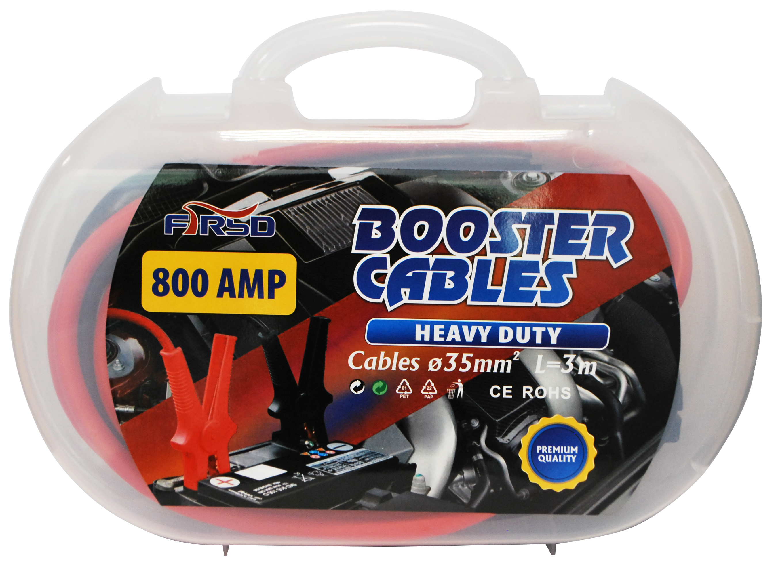 FIRSD  BOOSTER CABLE HD 800AMP TRANSPARENT CASE
