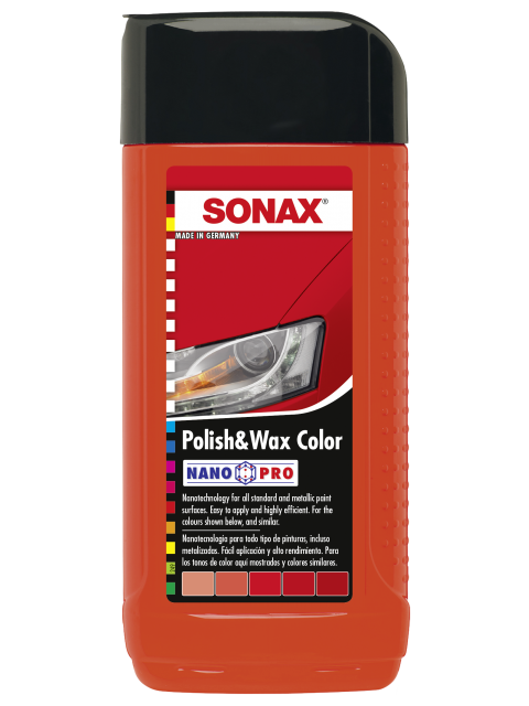 SONAX POLISH & WAX COLOUR RED 250ML