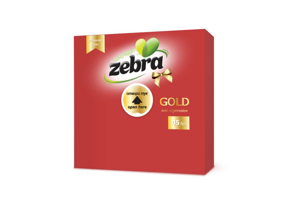 NAPKINS GOLD ZEBRA RED 33X33CM 45PCS