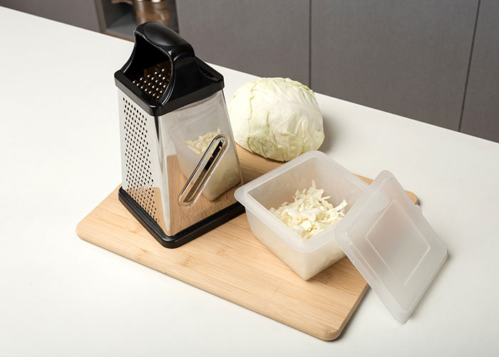 NAVA MISTY STAINLESS STEEL GRATER WITH STORAGE BOWL 31CM