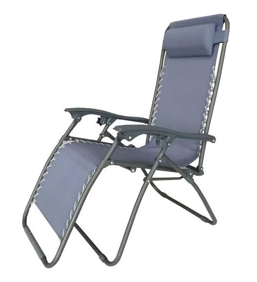 ARIEL FOLDING LOUNGE CHAIR WITH PILLOW GREY