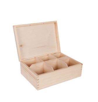 WOODEN BOX WITH 6 DIVIDERS