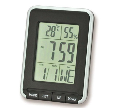 LCD CLOCK W ALARM THERMOMETER