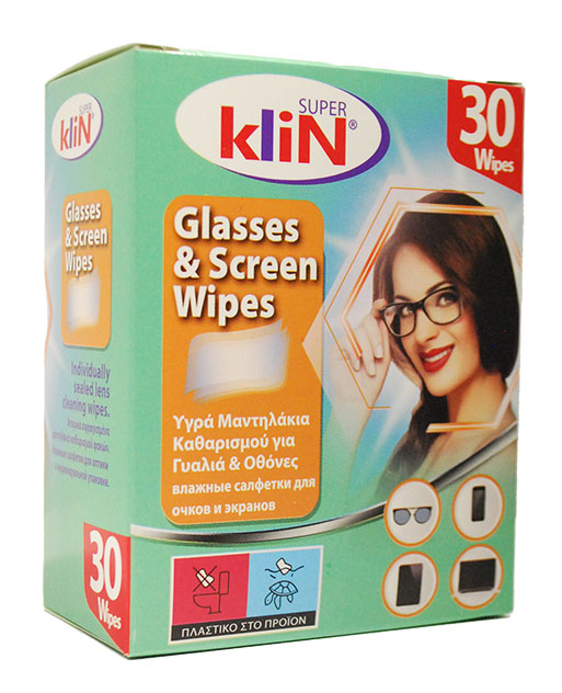 SUPER KLIN WET WIPES FOR GLASSES & SCREEN 30PCS