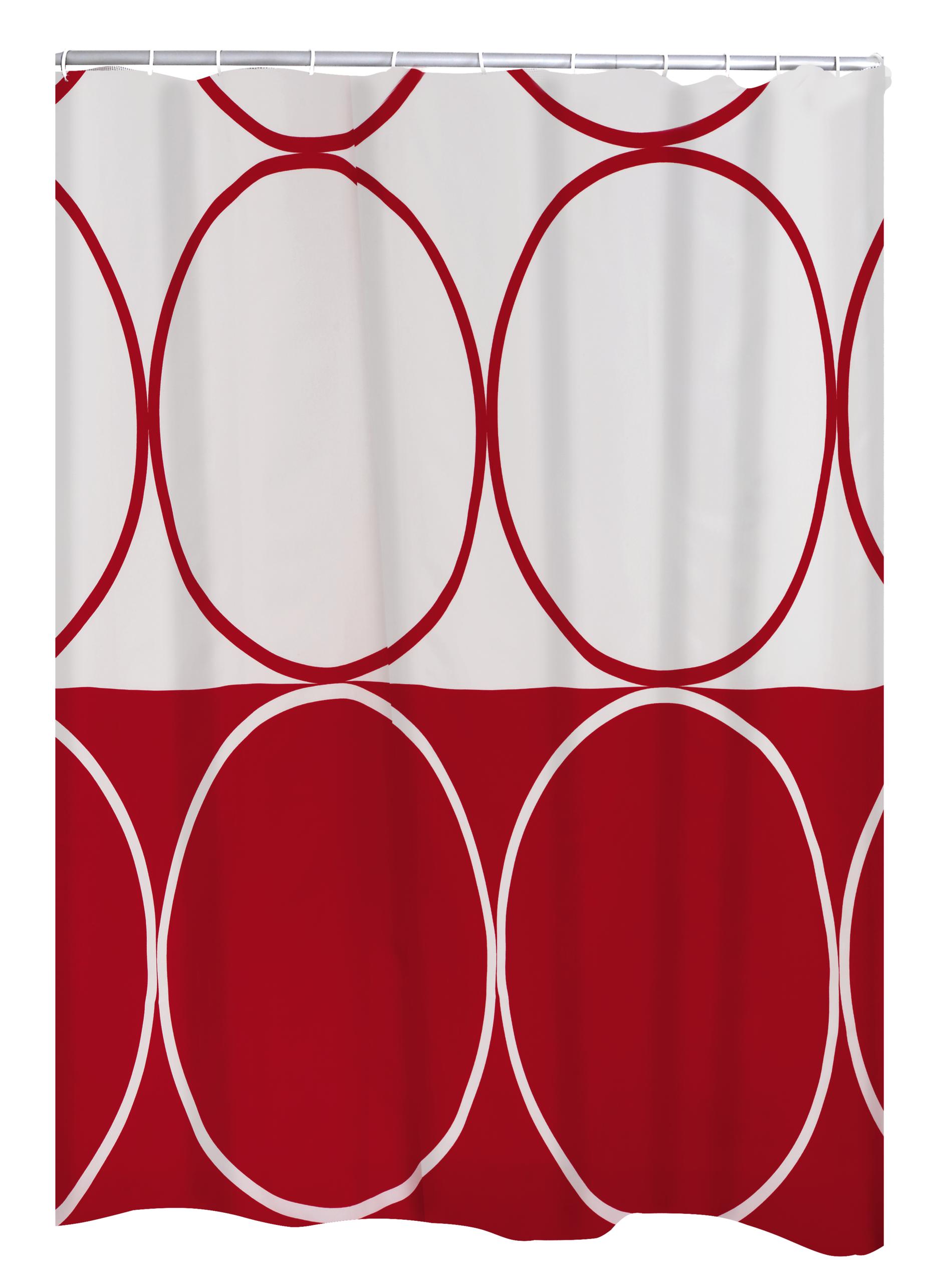 TEXT CURTAIN CRCL RED 180X200