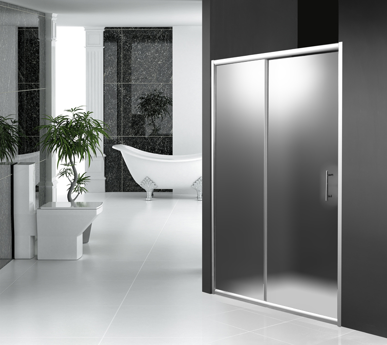 ROMA WALL TO WALL SHOWER CUBICLE 96-101X185CM 6ΜΜ CHROME FRAME/UNCLEAR GLASS